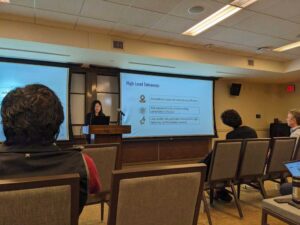 Tina Yeung presenting "Online Advertising in Ukraine and Russia During the 2022 Russian Invasion" at the ACM WebConf 2023