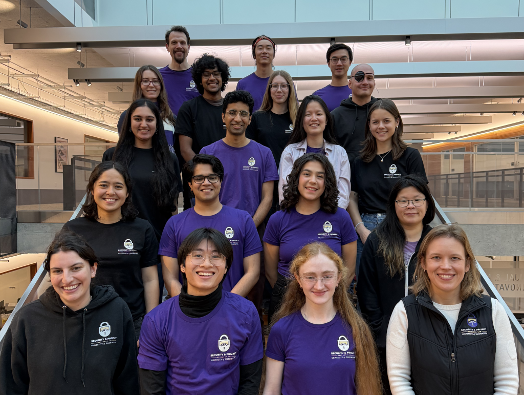 A photo of our lab members, standing on a staircase!